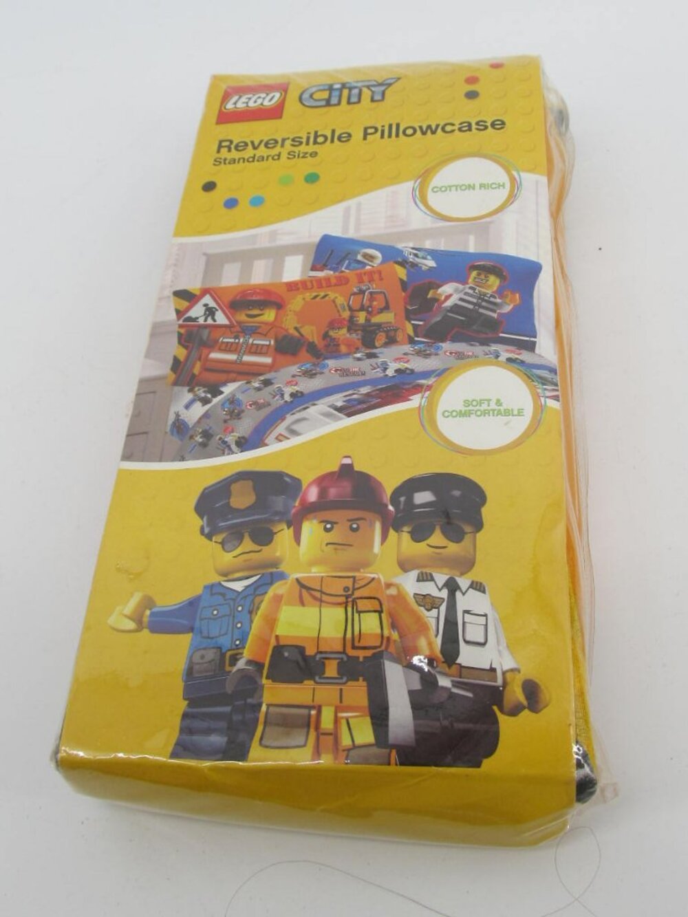 Brand NEW LEGO City Minifigures Reversible Cotton Pillowcase Standard 20 X 30"